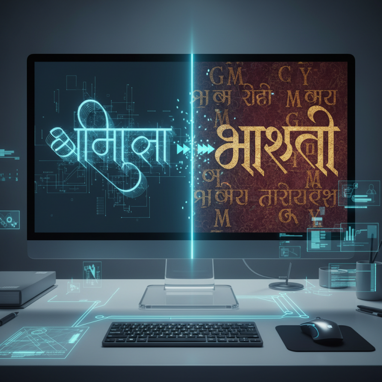 यूनिकोड टू डीवी अलंकार कनवर्टर का उपयोग करते हुए डिजिटल रूपांतरण प्रक्रिया।