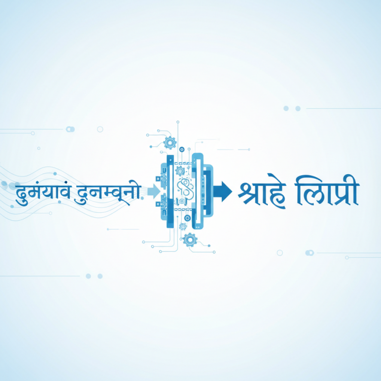युनिकोड ते श्री लिपी मराठी फॉन्ट कन्व्हर्टरची प्रक्रिया दर्शवणारे ग्राफिक