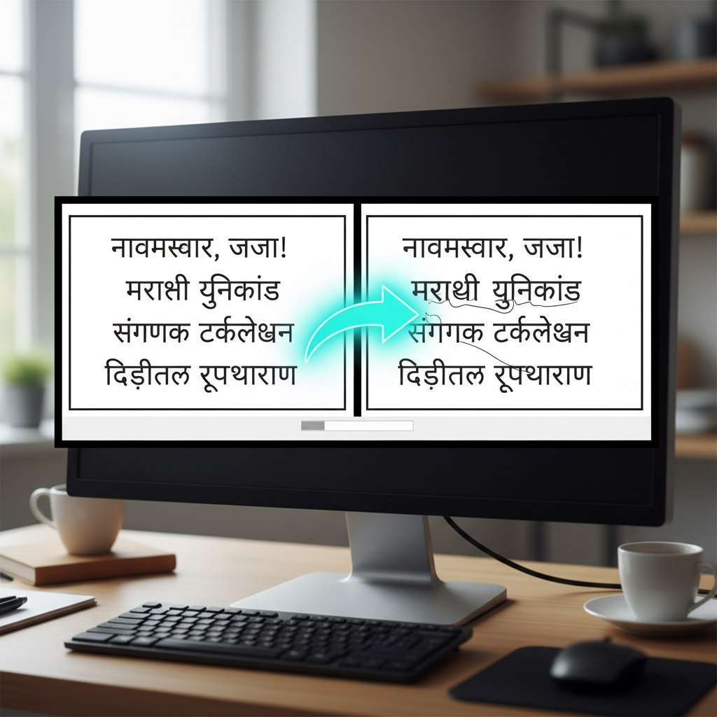 Visualizing successful Unicode to DG Converter results on a computer screen.
