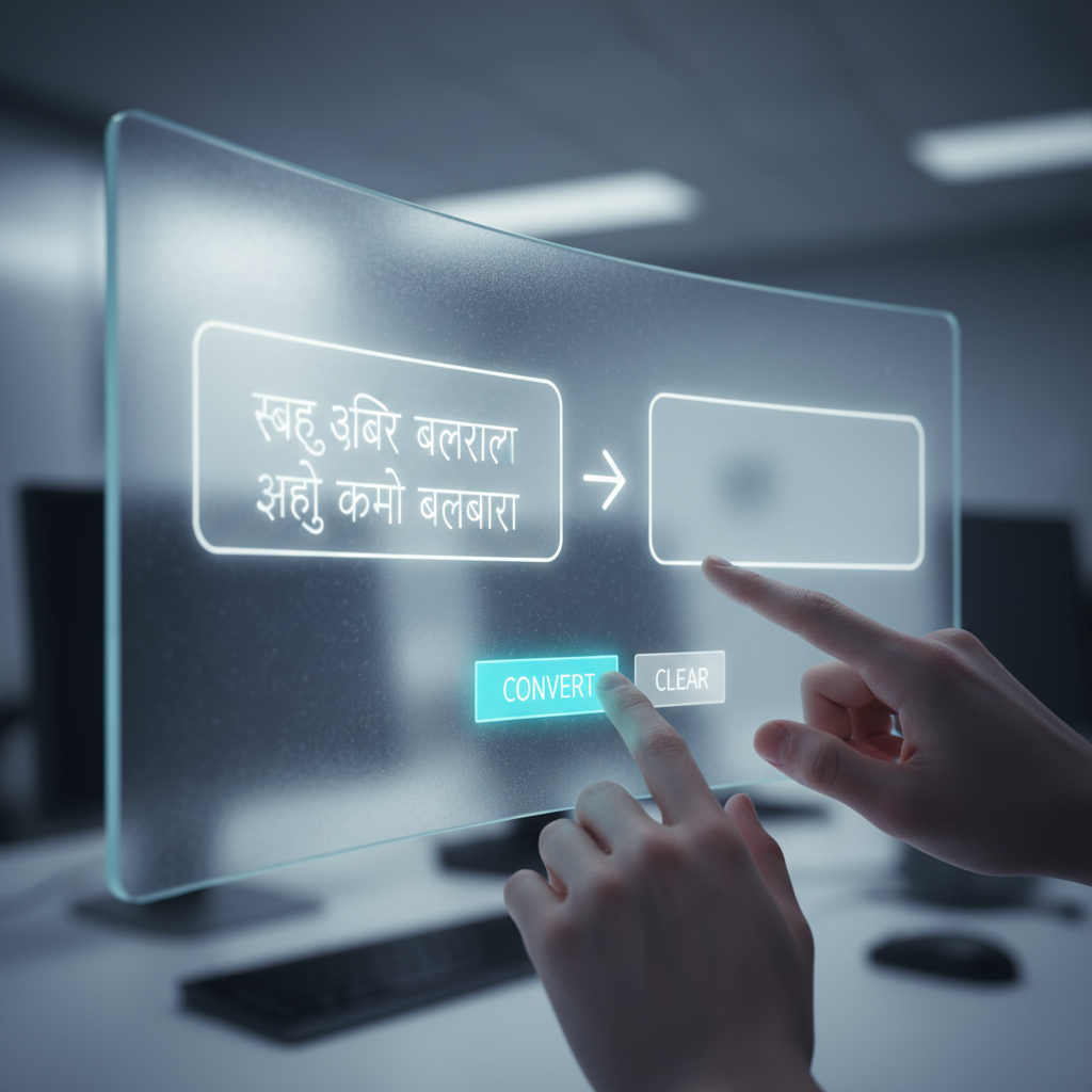 फॉन्ट रूपांतरण साधनाचा वापर करतानाचे दृश्य.