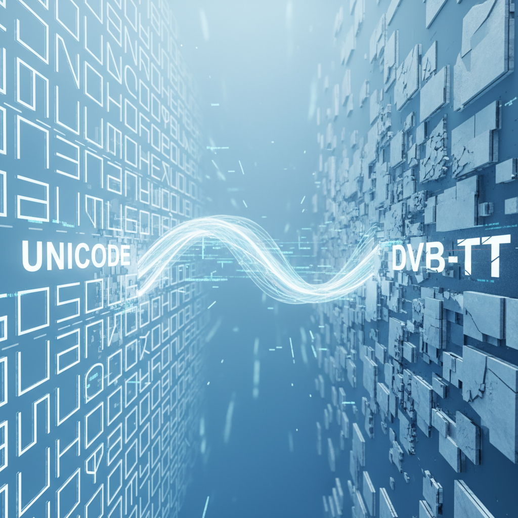यूनिकोड और डीवीबी-टीटी सुरेख फ़ॉन्ट के बीच तुलनात्मक दृश्य।