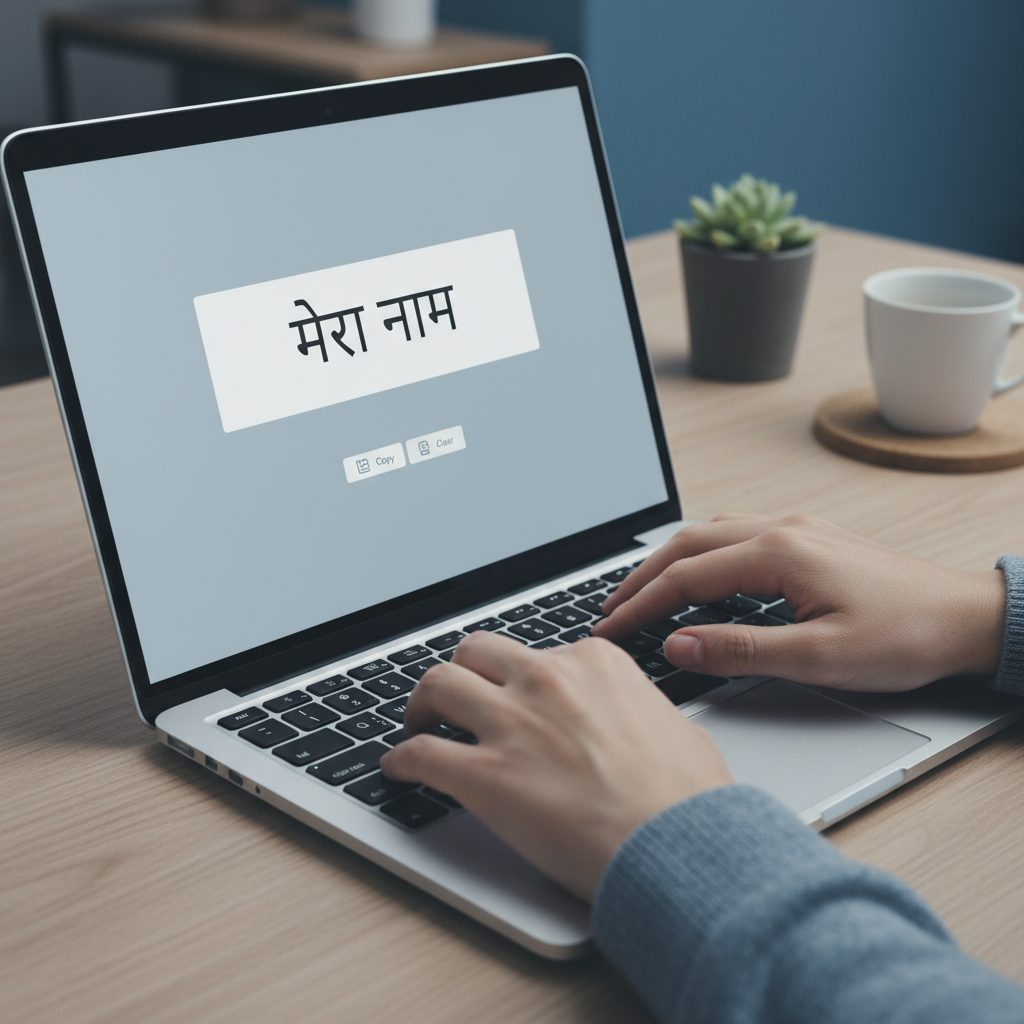 हिंदी टाइपिंग के लिए यूनिकोड पैड का उपयोग करता हुआ एक उपयोगकर्ता