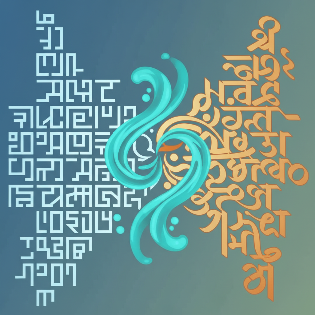 विभिन्न फॉन्ट लिपियों के बीच सहज अनुकूलता (कम्पैटिबिलिटी) का चित्रण।