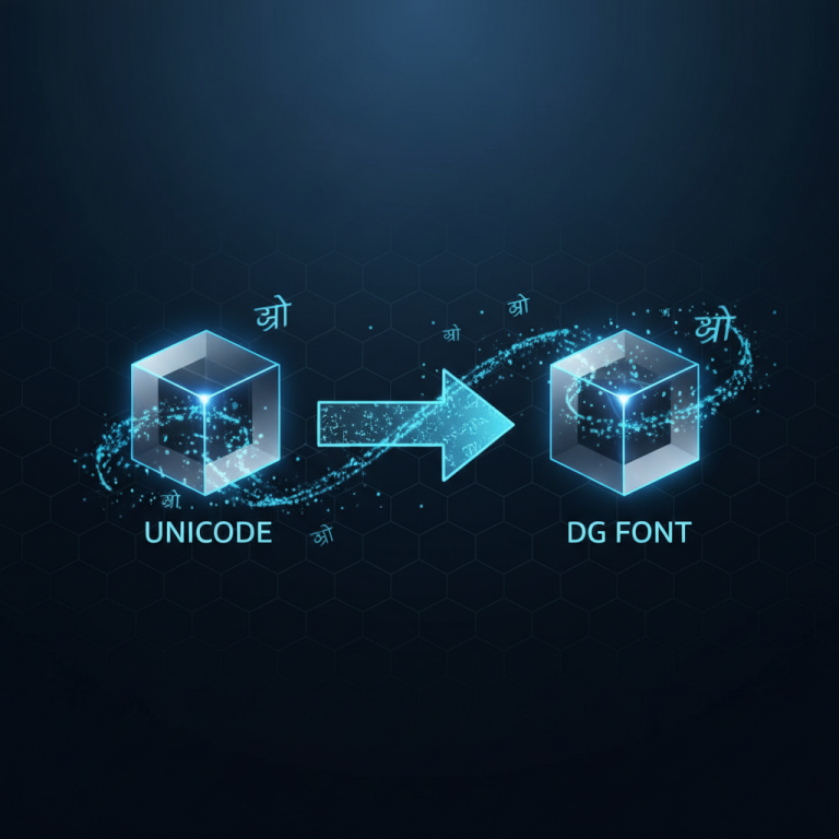 Interface showing the seamless conversion process of a Unicode to DG Converter.