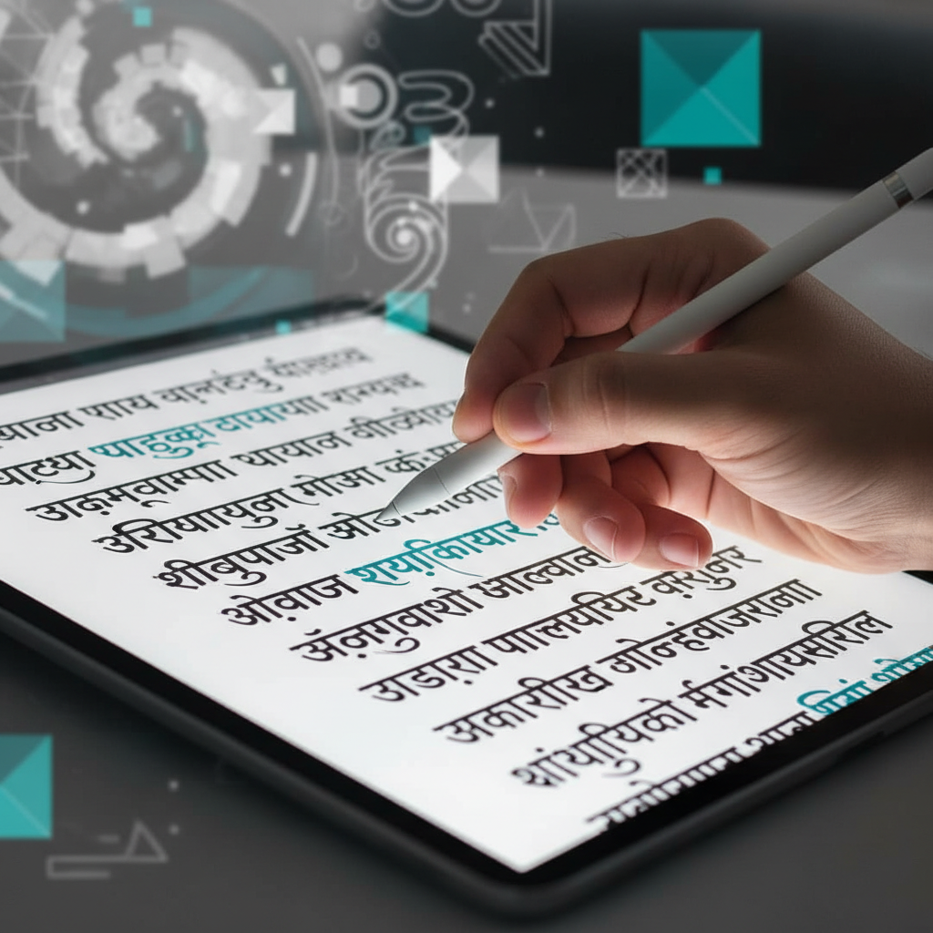 डिज़ाइन में शिवाजी फॉन्ट का उपयोग ग्राफिक डिज़ाइन के लिए शिवाजी फॉन्ट का उपयोग करते हुए एक व्यक्ति।