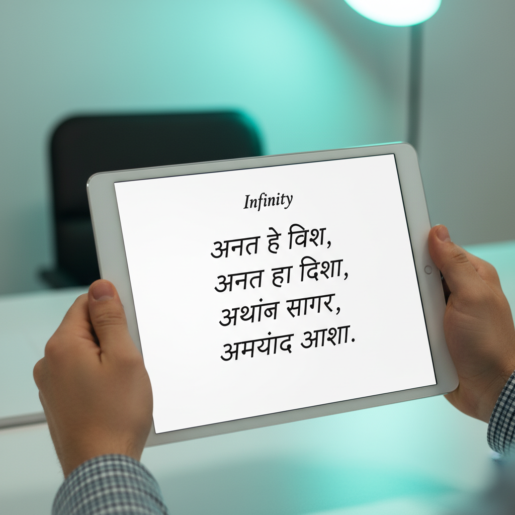 इन्फिनिटी फॉन्टमधील आकर्षक मराठी मजकूर.